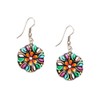 Hand painted vibrant wonderful flower coconut shell drop earrings