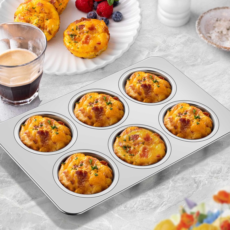 Homikit 1 Pack Muffin Pan, Stainless Steel Cupcake Tin with