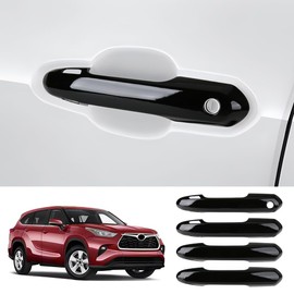 LUNQIN Car Door Handle Cover for Toyota RAV4 2019-2025，Highlander 2020-2026，Crown 2023-2026 Hybrid Auto Exterior Accessories Handle Protectors Covers Wrap Decoration ABS Gloss Black