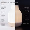 Essential Oil Diffuser Lamp, White Ceramic + Wood, Ultrasonic 180ml,