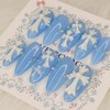 Blue Serenity Cross Handmade Nail Tips - Square S /