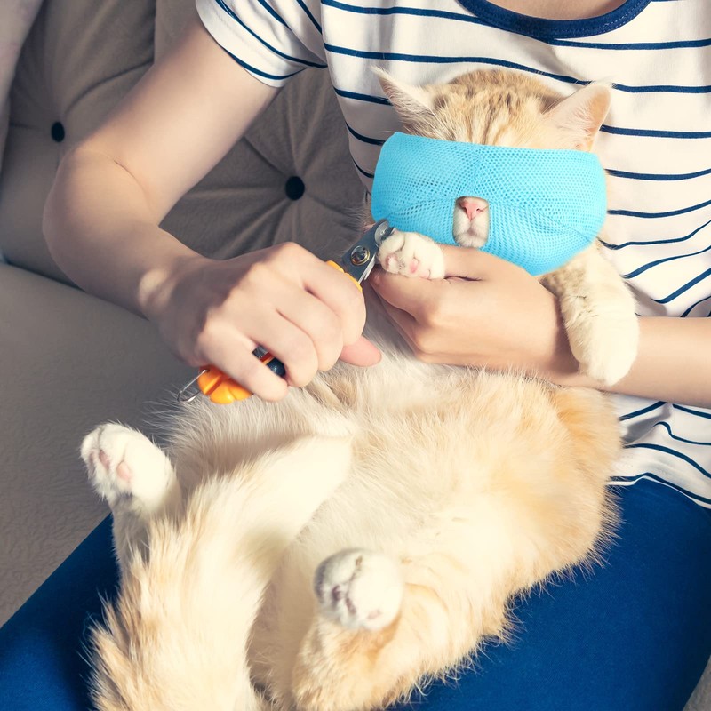 6 Pcs Cat Muzzle for Grooming Breathable Mesh Muzzles Gentle
