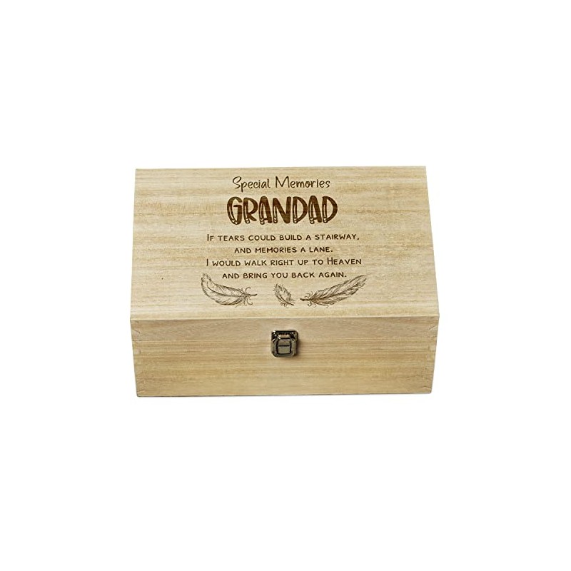 ukgiftstoreonline Grandad Remembrance Large Wooden Memory Keepsake Box Gift