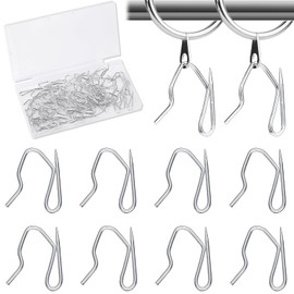 Heavy Duty Zinc Metal Drapery Pin Hooks (50 Pack) for Pencil Pleat Curtains packed in a clean box