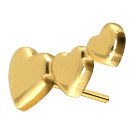 PIERCINGLINE Titanium Attachment with Push Pin 3 Hearts without Labret Stud Piercing Ear Helix Tragus Conch Choice of Colours, Titanium