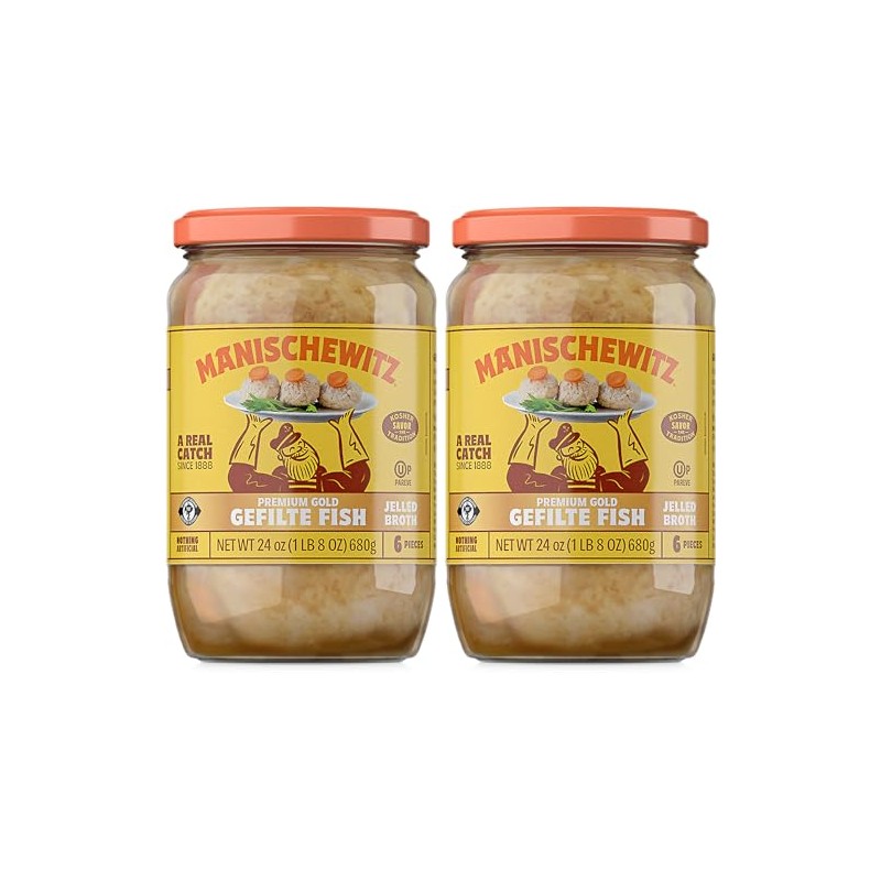 Manischewitz Premium Gold Gefilte Fish with Carrots 24oz (2 Pack),