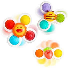UpAfrik Suction Cup Spinner Toys for 1 Year Old Boy Gifts, Spinning Top Baby Bath Toys 6-12-18 Months, 1st One Year Old Girl Christmas Birthday Gifts Travel Sensory Toys for Toddlers 1-3