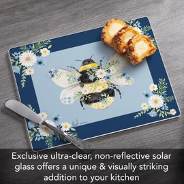 CounterArt Beautiful Bee 3mm Tempered Glass Cutting Board 10” x 8” Manufactured in the USA Cheese Board Bar Board Dishwasher Safe