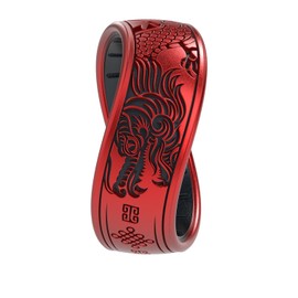 Enso Rings Etched Dualtone Silicone Ring - Comfortable and Flexible Design - Year of the Dragon - Ruby - 6