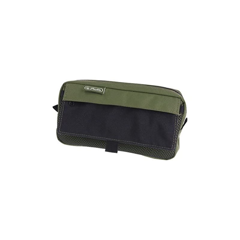 herlitz 50039029 Pencil Case with 2 Outer Pockets, Olive /