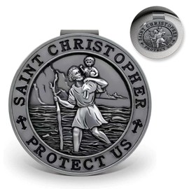 St. Christopher Medal for Car, Metal Saint Christopher Protect Us Visor Clips for Cars, Automotive Visor Accessories, New Driver Gifts Driving Safety Car Accessories for Women Men