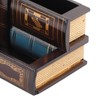 Pen Holder Pot, Decorative Library Books Design, Wooden Desk Pen