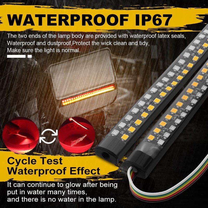 Vooda Motorcycle LED Tail Light Strips,11.8" Double color LEDs Brake