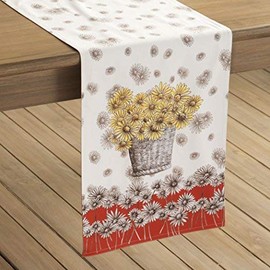 Maison d' Hermine Table Runner 100% Cotton Decorative Table Runners, Dining, Kitchen, Parties & Camping, Thanksgiving/Christmas 14.50"x72" Bagatelle (Double Layer)