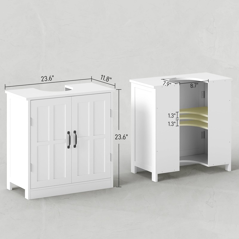 kleankin Pedestal Sink Storage Cabinet, Under Sink Cabinet with 2