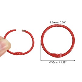 PATIKIL 1.2 Inch Loose Leaf Binder Rings, 12 Pack 2.2mm Metal Flash Card Book Binding Rings for Key Chain Index Card Scrapbooks, Red