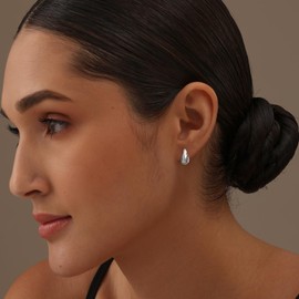 LeCalla 925 Sterling Silver Stud Earrings for Women | Hollow Water Drop Pear Shape Earrings | Small Drop Earring Dupes 12MM