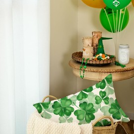 AACORS St Patricks Day Pillow Cover 12X20 Inch Shamrock Clovers Decor Farmhouse Holiday Spring Pillow Case Decorations for Home Sofa Couch (Green) AA360-12