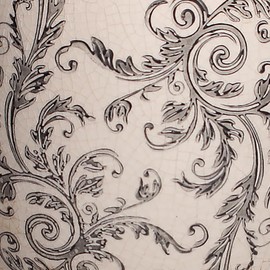 Rustic Ceramic Pots for Plants, 6.21in. Vintage Crackle Glazed Planters for Indoor & Outdoor Plants with Drainage Hole, Unique Planting Pots for Gardening, Tuscan Decor Plant Pots Indoor, Scroll Gray