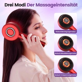 Head Massager Scalp Massage Brush Electric Hair Oil Applicator IPX6 Waterproof with 3 Massage Modes, Applicator Hair Scalp Massager (Red)