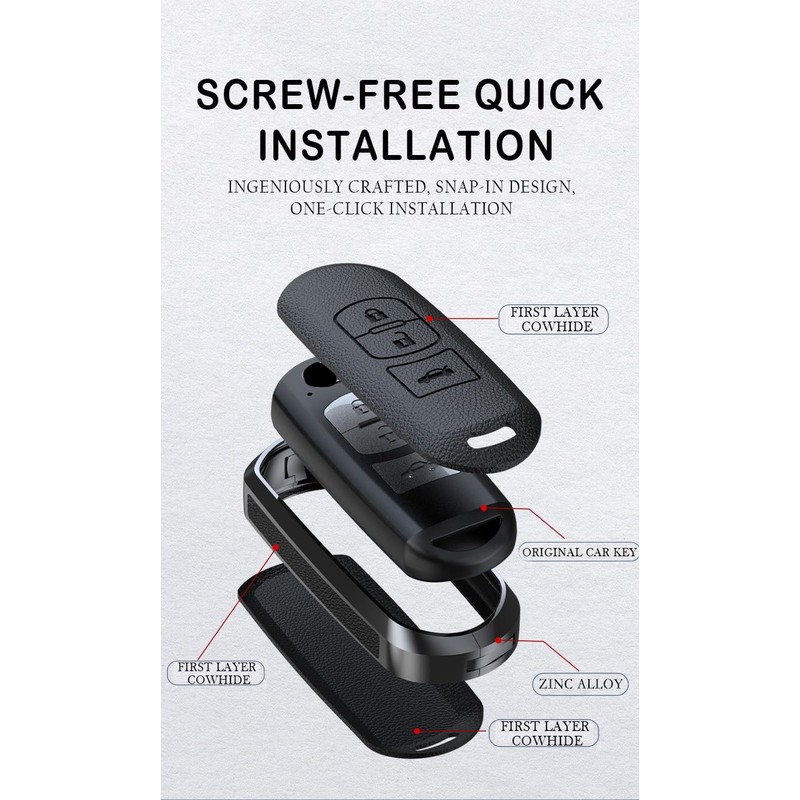 TECART Leather Key Case Fit For Mazda CX-3 CX-4 CX-5