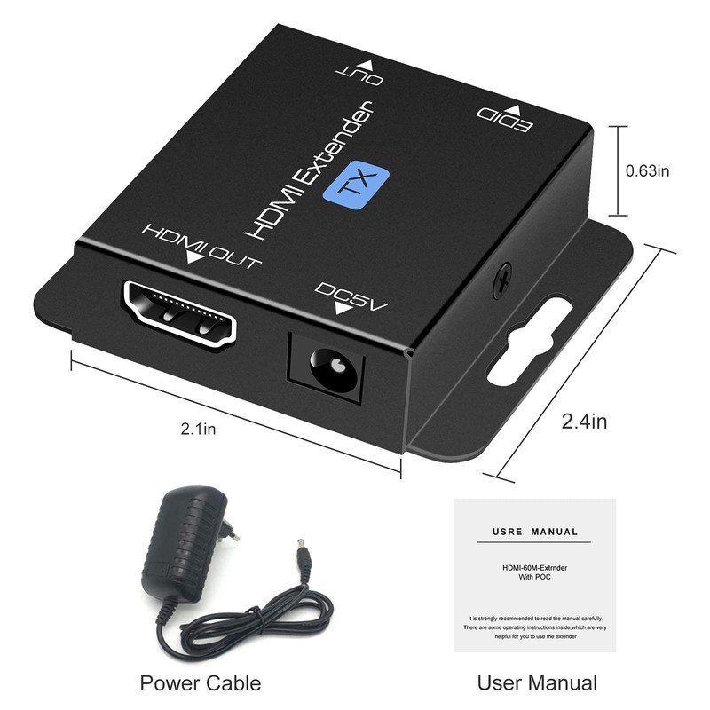 QIUB XCL Black 60m HDMI Extender, CAT 678 UTP, EDID
