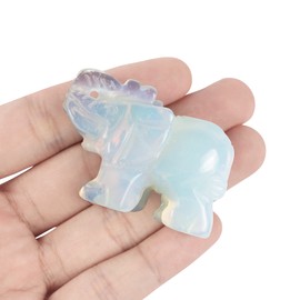 Hxswkk Elephant Figurine Opalite Crystal Ornament Hand-Carved Healing Gemstone Home Room Desk Decor Elephants Gifts 2"