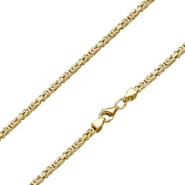 SchmuckForever Gold-Plated 2.2 mm Byzantine Chain Solid 925 Silver - Choice of Length - Gold Plated - Necklace or Bracelet, Sterling Silver