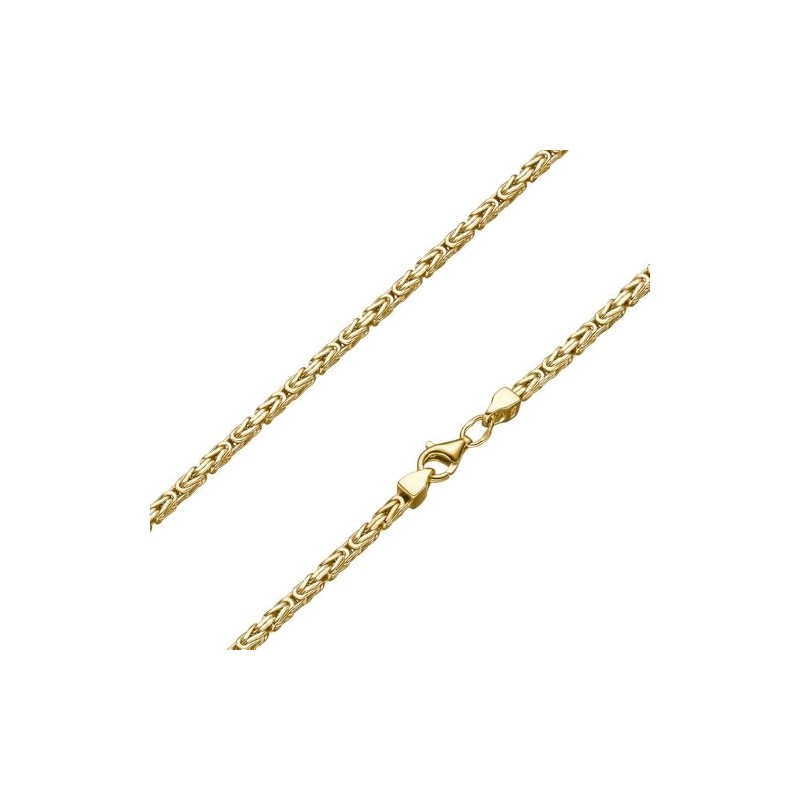 SchmuckForever Gold-Plated 2.2 mm Byzantine Chain Solid 925 Silver -