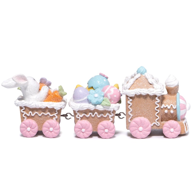 Hodao Easter Train Figurine Handcrafted Bunny and Chick Decoration Adorable