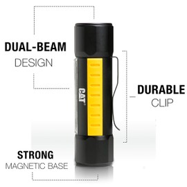 Cat CT3410 Dual Beam Aluminum Tactical Light – Double-Duty 275 Lumen Top Beam, 200 Lumen Flood Panel Light, Black/Yellow