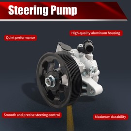 MACAX Power Steering Pump 56110-RNA-305 with Pulley Compatible with Honda Civic 2006-2011 1.8L L4 Replaces 21-5456 96-05456 990-0548 N990-0548 5822N 6046PX