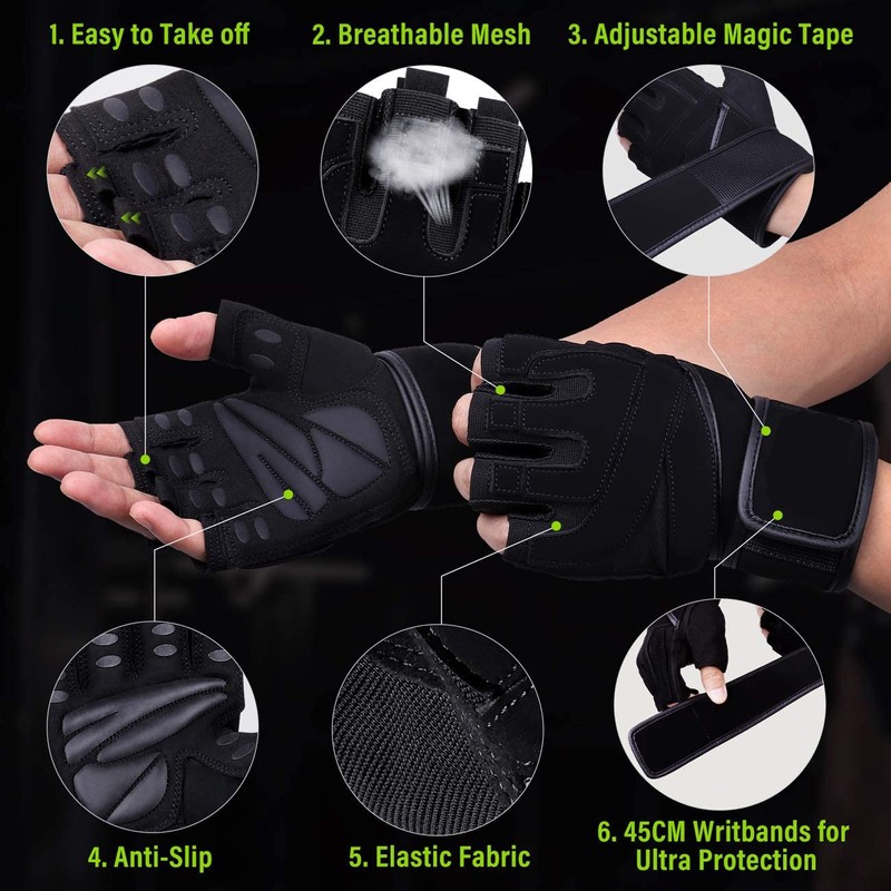 Enyee Workout Gloves Mens and Women Weight Lifting Gloves with