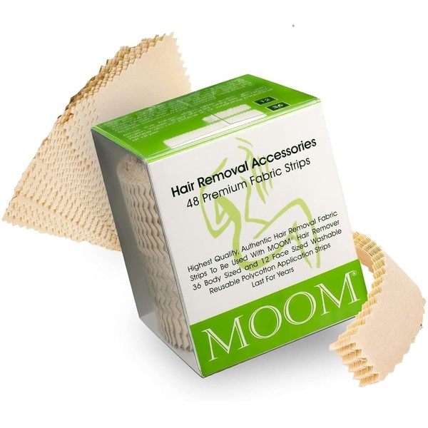 Moom Waxing Strips for Women (48 Count) Polycotton, Specially Engineered