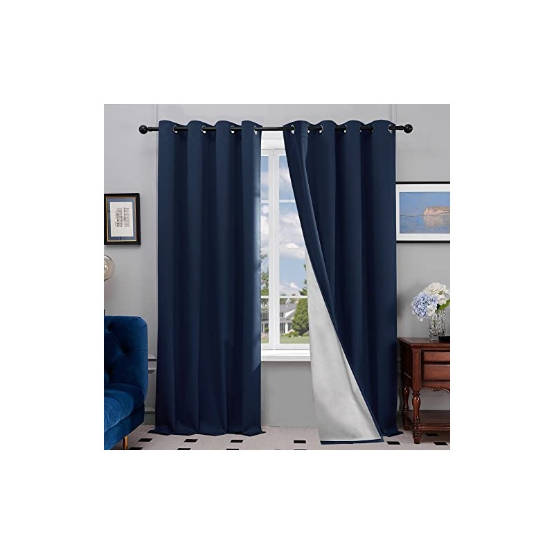 Deconovo Solid Color Thermal Insulated Blackout Curtains Grommet Curtains for