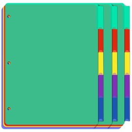 Darice 5-Tab Plastic Dividers 15 Pcs - Binder Dividers with Tabs - Multicolored Plastic Divider for 3 Ring Binder - File Organization – Ideal for School, Office