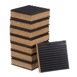 sourcing map 8pcs Rubber Anti Vibration Pads 3" x 3" x 7/8" Isolation Vibration Absorbing Pad Damping Mat Anti-Skid Noise with Cork Center for Air Compressor Conditioner Treadmill Washer