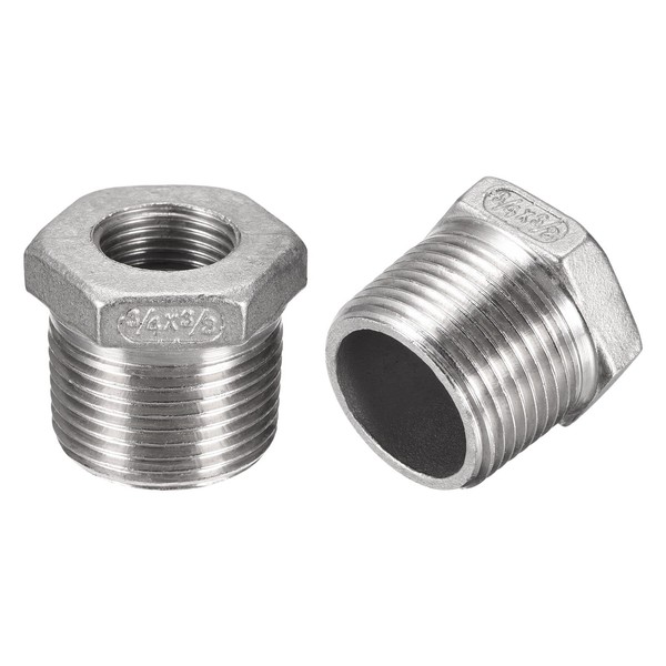 MECCANIXITY Hex Bushing, 3/4 PT Male to 3/8 PT Female