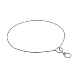 Alvalley Metal Chain Dog Show Collar - Pet Slip Collar for Shows - Fine Brass Snake Chain Collar - Adjustable for Toy, Small, Medium, Large, and Extra Large Dogs (Chrome, 16", 1.8mm Thick)