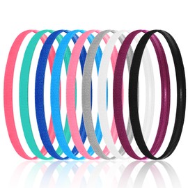 Elastic Headbands for Women, 9 Pcs Multicolor Thin Headbands Non-Slip Stretchy Sports Athletic Hair Bands for Women Men Running Jogging Yoga Workout Gym (9 Colors)