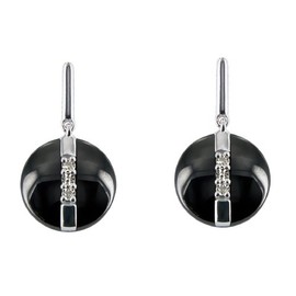 Ceranity Women's 925 Sterling Silver Ceramic Earrings, 1.85g, with 0.02ct Diamond 1-48/0010-N