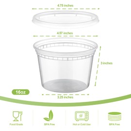 AOZITA 24 Sets 16 oz Plastic Deli Food Containers With Lids, Airtight Food Storage Containers, Freezer/Dishwasher/Microwave Safe, Soup Containers For Takeout Meal Prep Storage