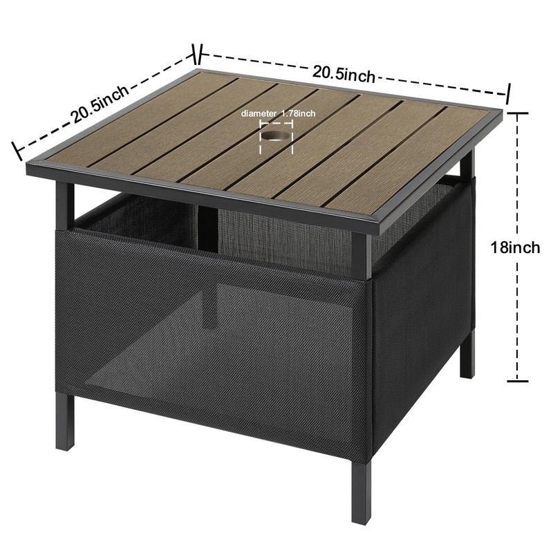 LZRS Adirondack Square Outdoor Side Table with Umbrella Hole, Pool