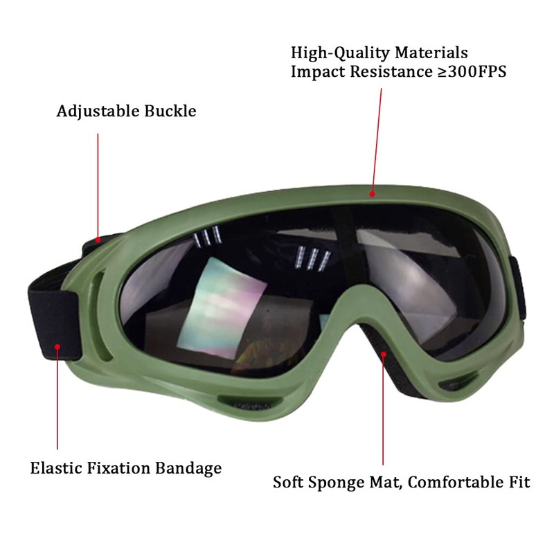 AOUTACC Airsoft Mask and Goggles Set, Full Steel Mesh Half