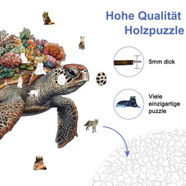 Wooden Puzzle Adults, Sea Turtle Unique Wooden Puzzle, Animal Shape Wooden Puzzle with Gift Box, 146 Pieces, M - 29.4 x 28.6 cm