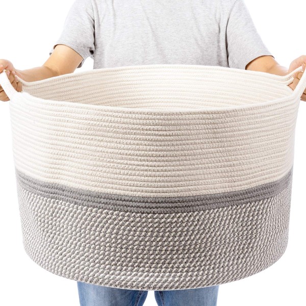 CHICVITA XXL Extra Large Cotton Rope Woven Basket, Throw Blanket