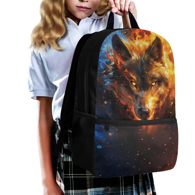 Renewold Cool Wolf 17 Inch School Backpack Multifunctional School Backpacks