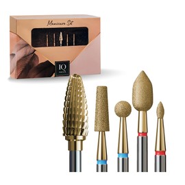 IQ NAILS EXPERT GOLD POWER Nails Nail Drill Bits Set - Set of 6 Manicure and Pedicure Drill Bits – Diamond Cuticle Drill Bits Set - Carbide Drill Bit for Hybrid, Gel, Acrylic Nails – Nail Accessories