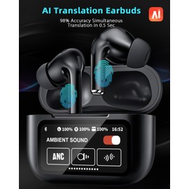 chinpoonand AI Language Translator Earbuds,144 Languages Bluetooth Translator Device and Accents 11 Offline Language Translation, Two-Way Translator Earphones for Language Learning/Travel/Business