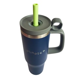 Pinolca 40oz Stainless Steel, Vacuum Insulated, 100% Leakproof Tumbler with Lid and Handle, for Coffee, Tea, Latte, ice water, and other beverages (Deep blue/Gray), P_IT_402, Midnight Mist